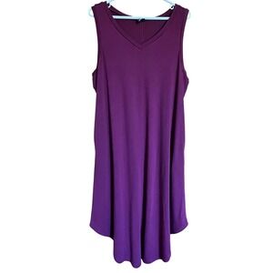 Zattcas Womens XL Tank Dress V Neck Sleeveless Casual Midi Plum‎ Purple Burgundy
